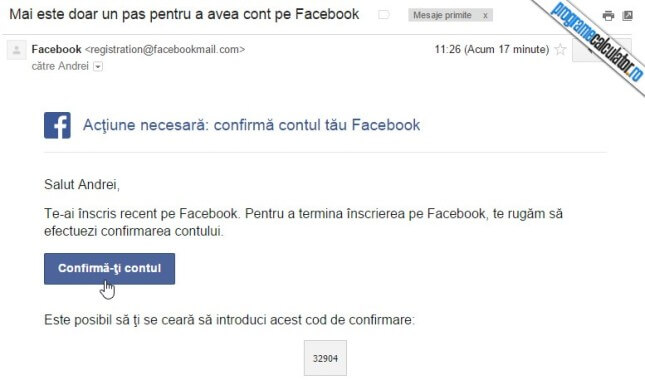 confirmarea adresei de email