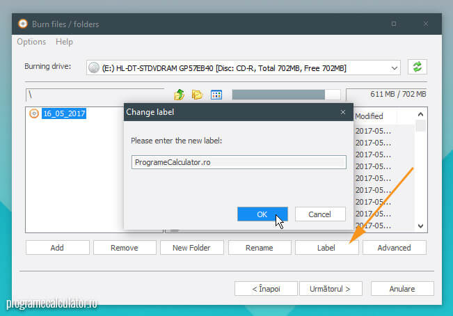 introducere titlu dvd ce va fi afisat dupa inscriptionarea datelor