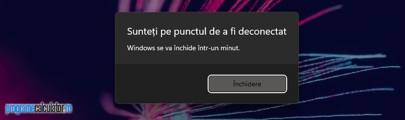 Calculatorul se va opri în mai puțin de un minut.