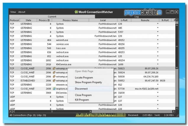 2-Optiuni avansate Moo0 ConnectionWatcher