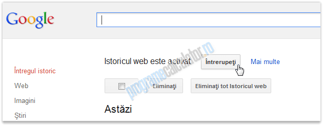 dezactivati istoricul