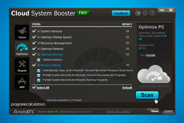 Optimizare PC cu Cloud System Booster