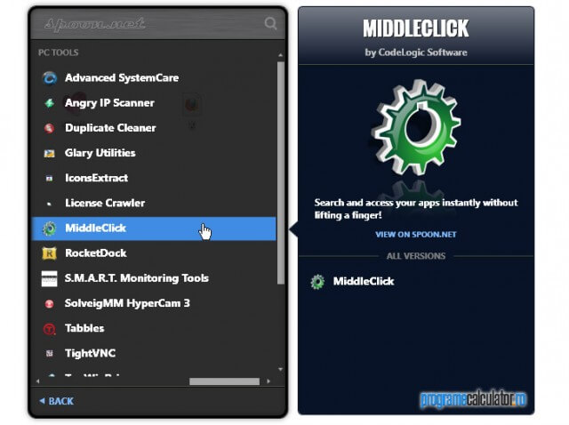 MiddleClick în Spoon.net