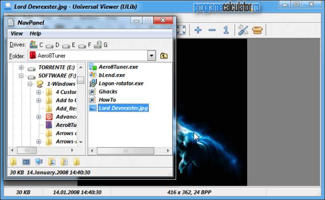 Universal Viewer » navigator