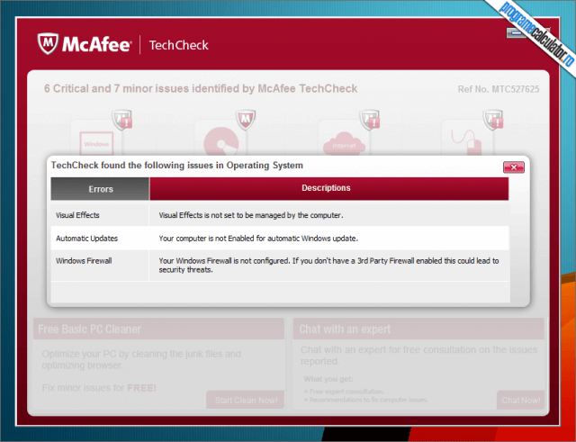 McAfee TechCheck - descriere probleme