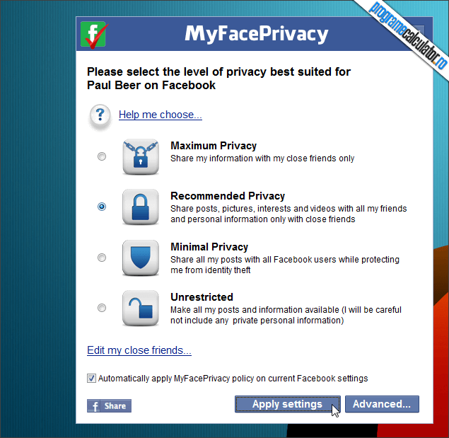2-My Face Privacy-nivel-protectie