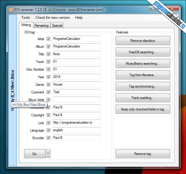 1-ID3 renamer-interfata-writing