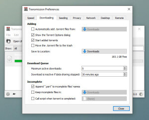 Transmission Preferences - Downloading