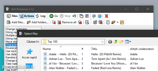 Select files Ant Renamer